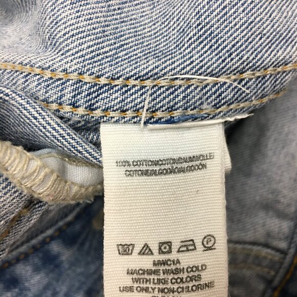 Free People Women's Denim Jean Jacket Studded Oversized Trucker Distressed M - Picture 10 of 12